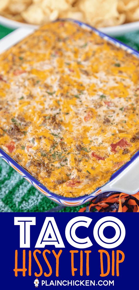 Hissy Fit Dip, Ground Beef Taco Dip, Taco Dip With Meat, Hot Taco Dip, Ground Beef Cream Cheese, Nachos Dip Recipe, Mexican Dip Recipes, Beef Taco Seasoning, Ground Beef Taco Seasoning