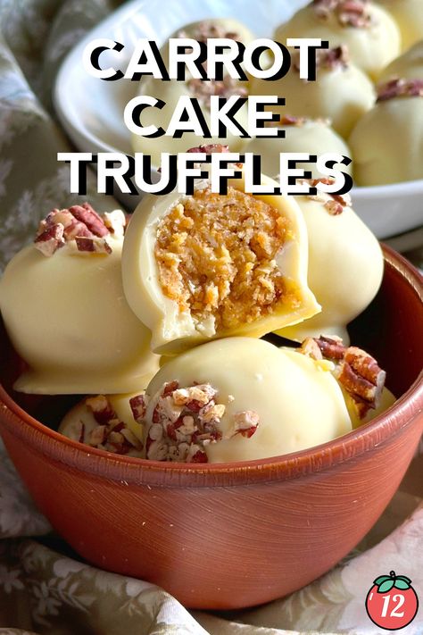 Carrot Cake Truffles | 12 Tomatoes Carrot Cake Truffles 12 Tomatoes, 12tomatoes Recipes Desserts, Truffle Dessert Recipes, Carrot Cake Truffles, Fellowship Ideas, Carrot Cake Balls, Cake Portions, Dessert Truffles, Yummy Bites