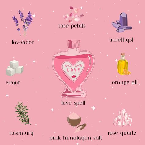 love spell😍🥰✨ Self Love Potion Recipe Witchcraft, Things That Represent Love, Diy Love Potion Bottles, Safe Love Spell, Love Witch Aesthetic Wallpaper, Love Spray Witchcraft, Love Witch Spells, Love Potions Witchcraft, Love Spell Recipe