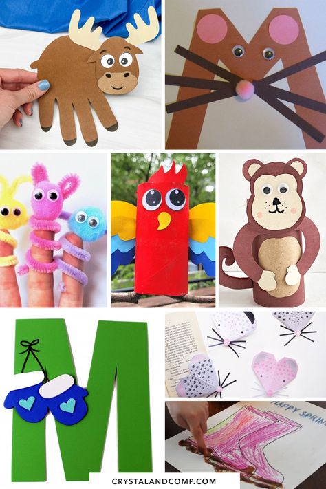 Learning the alphabet is fun with these creative letter M crafts for preschoolers. From handprint art to a toilet paper roll macaw craft, there's something here for everyone. Lowercase M Craft, Letter M For Kindergarten, Letter M Preschool Crafts, Letter M Activities For Kindergarten, Letter M For Preschool, M Crafts For Preschoolers, M Crafts For Preschool, M Is For Craft, M Is For