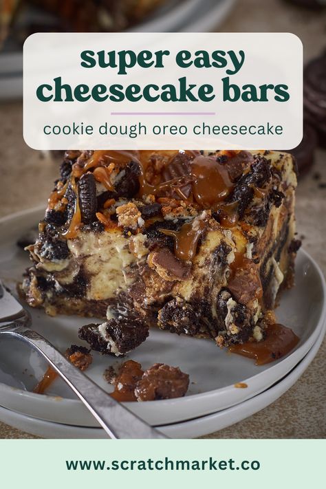 Cookie Dough Oreo, Chocolate Chip Cookie Crust, Layered Cheesecake, Easy Cookie Dough, Oreo Cheesecake Bars, Cheesecake Bars Easy, Chocolate Chip Cheesecake Bars, Chocolate Chip Cookie Cheesecake, Oreo Stuffed Chocolate Chip Cookies