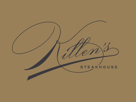 Killens Steakhouse Logo Option Steakhouse Logo Design, Steakhouse Branding, Steakhouse Decor, Steakhouse Logo, Fancy Cursive, Elegant Restaurants, New York Logo, Graphic Design Collection, Steak House