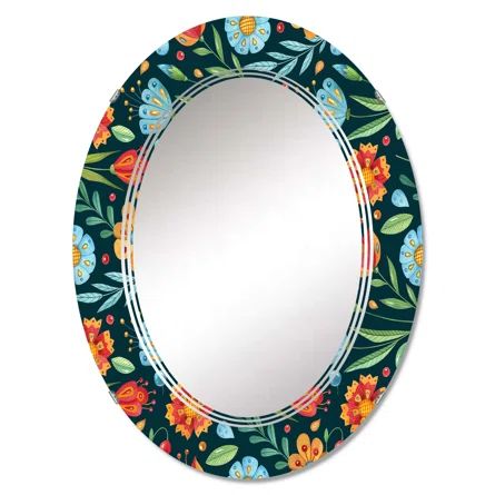 Retro Flower Pattern, Mirror Oval, Patterned Wall, Oval Wall Mirror, Book Art Diy, Pottery Ideas, Accent Mirrors, Retro Flowers, Wall Patterns