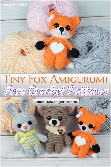 Fox Arugami, Tiny Fox Crochet Pattern Free, Small Fox Crochet Pattern Free, Mini Fox Crochet Pattern Free, Crochet Woodland Animals Free Pattern, Crochet Fox Pattern Free Amigurumi, Fox Crochet Pattern Free, Xmas Amigurumi, Fox Amigurumi Free Pattern