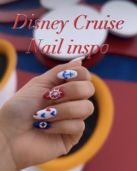 Disney Cruise Nails Acrylic, Disney Cruise Line Nails, Disney Cruise Nails Design, Disney Toe Nail Designs, Disney Cruise Nails, Cruise Nail Ideas, Pixar Nails, Disneyland Nails, Cruise Nails