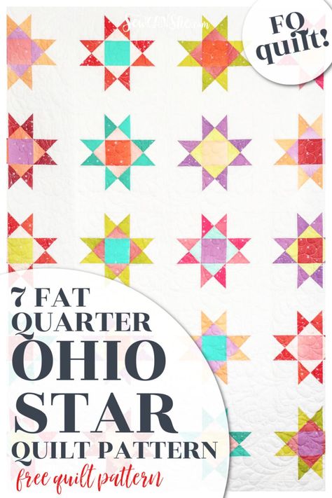 Fat Quarter Friendly Archives : SewCanShe Free Sewing Patterns for Beginners Star Quilt Patterns Free, Whimsical Quilts, Ohio Star Quilt, Free Sewing Patterns For Beginners, Twin Quilt Pattern, Sewing Patterns For Beginners, Fat Quarter Quilt Pattern, Star Quilt Pattern, Ohio Star