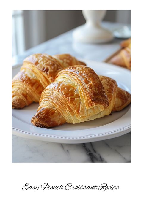 Indulge in the luxurious delight of Authentic French Croissants – a delicate blend of flakiness and buttery goodness. Ideal for both breakfast indulgence or as a special treat, this croissant recipe embodies the true essence of French baking with every heavenly bite. Treat yourself to a taste of France right in your own home with these delectable pastries that are sure to elevate any moment into a gourmet experience. Traditional Croissant Recipe, French Croissant Recipe, French Breakfast Recipes, Easy Croissant Recipe, French Snacks, French Chicken Recipes, French Recipes Authentic, Crossant Recipes, French Croissants