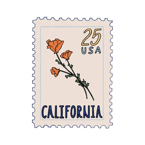 Buen Dia California Poppy Stamp Wall Art Print - World Market Stamp Wall Art, California Poppy Tattoo, California Poppy Art, Stamp Wall, California Tattoo, Poppies Tattoo, California Wall Art, Poppy Art, Stamp Printing