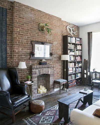 Painted faux brick wall