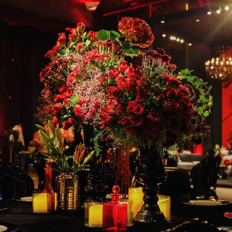 A bespoke sangeet and cocktail party with a rich black and red palette transforming the ambiance into dramatic elegance ❤️ Decor & Production: @showkraftdesignerweddings Florals: @prakartibypragya Lighting: @lightingbytechnocraft Location: @grandhyatt.gurgaon Shot By: @sandeepmunjalphotography #cocktail #sangeet #showkraftdesignerweddings #red #black #florals #weddingdesign #destinationwedding #grandhyattgurgaon #wedding Cocktail Party Decorations Elegant, Black And Red Decor, Cocktail Party Decorations, Red Palette, Cocktail Party Decor, Red Cocktails, Red Cocktail, Grand Hyatt, Red Decor