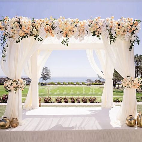 3M High Wedding Square Canopy/Chuppah/Arbor Drape Stand Wedding Piping Frame Bac | eBay Wedding Aisle Decorations Outdoor, Wedding Canopy Outdoor, Gazebo Wedding Decorations, Chuppah Flowers, Wedding Pergola, Ceremony Arch Decor, Reception Decoration Ideas, Outdoor Wedding Backdrops, Wedding Chuppah