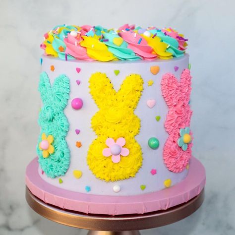 Easter Peeps Cake, Peeps Birthday Cake, Peeps Birthday Party, Easter Peep Cake, Peeps Party, Easter Birthday Cake, Peep Cake, Easter Cake Designs, Easter Themed Cakes