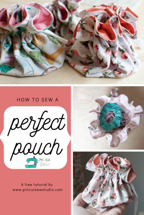 Sew Drawstring Pouch, Diy Pouch Bag Drawstring, Drawstring Pouch Sewing Pattern, Diy Drawstring Pouch, Drawstring Bag Diy, Pouch Diy, Pouch Sewing, Purse Tutorial, Pouch Tutorial