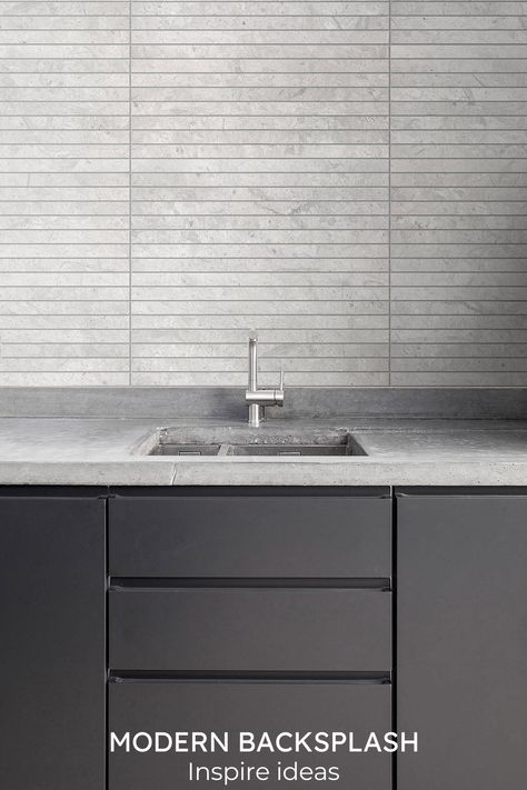 23+ Modern Gray Long Backsplash Tile - Limestone Mosaic Tile Gray Subway Backsplash, Modern Backsplash Tile, Grey Backsplash Kitchen, Grey Kitchen Backsplash, Modern Front Porch Decor, Gray Kitchen Backsplash, Black And Grey Kitchen, Contemporary Kitchen Backsplash, Gray Tile Backsplash