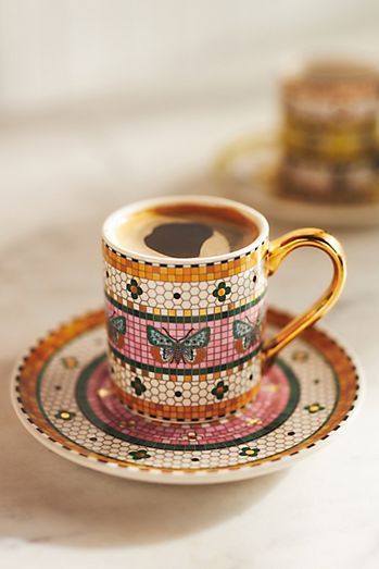 Garden Tiles, Deco Boheme, Espresso Cups, Dream House Decor, Beautiful Bathrooms, Coffee Shops, The Table, House Decor, A Coffee