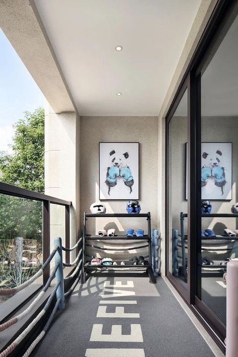 20 BEST Small Home Gym Ideas for Anyone's Budget | Of Life and Lisa Balcony Gym Ideas, Patio Gym Ideas, Small Gym Room, Gym Room Decor, Patio Gym, Balcony Gym, Gym Room Ideas, Ruang Gym, Home Gym Small