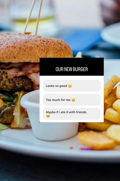 Many restaurants, food trucks or hospitality businessees that offer food use polls on instagtram stories to encourage engagement from their followerr/audeince. It is also a sure way to know wether your audience would appreciate a new menu item or whatver chnages you are planning in your establishment. basically you can use it as one form of primary resrach.😆 Story Ideas For Restaurants, Food Review Post, Instagram Story Ideas For Restaurants, Restaurant Story Ideas, Restaurant Instagram Story, Instagram Story Polls Ideas, Food Creatives, Healthy Restaurant Food, Fiesta Kitchen
