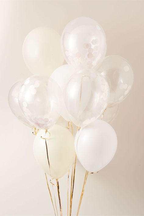 Balloons White, Bubblegum Balloons, Happy Birthday Wallpaper, Unique Wedding Decor, Birthday Wallpaper, Paper Confetti, Anthropologie Wedding, Cream Aesthetic, Silvester Party