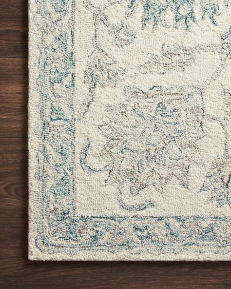 Rug With Blue Accents, French Country Blue, Alexander Home, Botanical Motifs, Blue Wool Rugs, Hooked Wool, Loloi Rugs, Artisan Rugs, Rug Direct