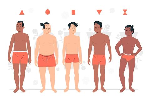 Male Body Types Reference, Body Types Reference, Male Body Types, Reference Cartoon, People Diversity, Male Body Shapes, Type Illustration, Concept Illustration, Illustration Fashion Design