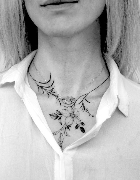 Badass Tattoos For Women, Neck Tattoo Women, Tattoo Necklace, Full Neck Tattoos, Nape Tattoo, Empowering Tattoos, Jewel Tattoo, Necklace Tattoo, Throat Tattoo