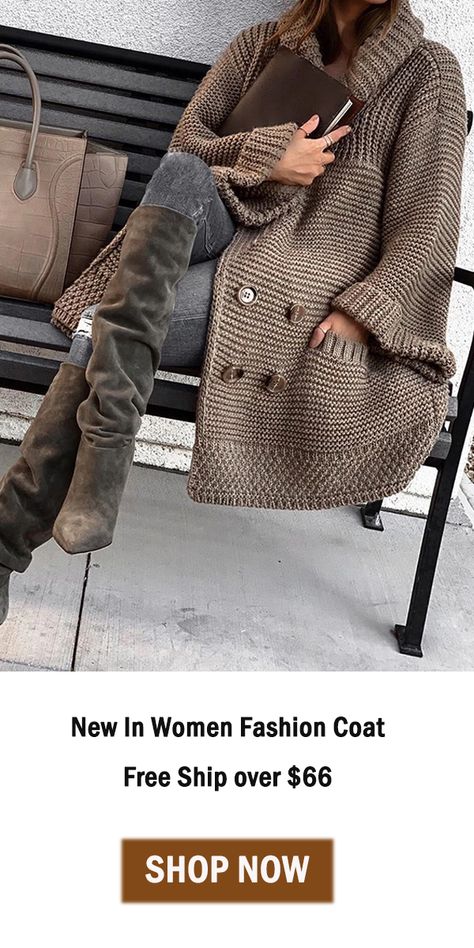 Crochet Dress Outfits, Thick Sweater, Thick Sweaters, Knitted Coat, Fashion 2020, Knit Fashion, Cardigan Coat, Coat Fashion, Outerwear Women