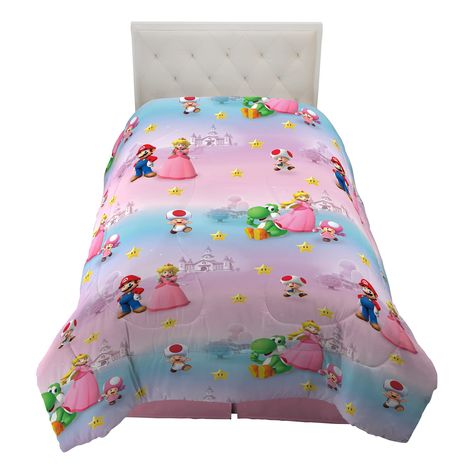 Princess Peach Bedroom Ideas, Princess Peach Bedroom, Kids Princess Bed, Mario Girl, Peach Bedroom, Mario Room, Peach Bedding, Peach Girl, Girl Bed