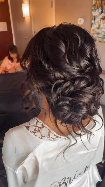 Dark Hair Wedding Hairstyles Brides Half Up, Wedding Updo Brown Hair Brides, Wedding Brown Hair Hairstyles, Brunette Bridal Updo With Veil, Wedding Updos For Long Hair Dark Brown, Bridal Hair For Dark Hair, Wedding Hair For Dark Hair Brides, Bridesmaid Hair Updo Brown Hair, Wedding Updo For Dark Hair