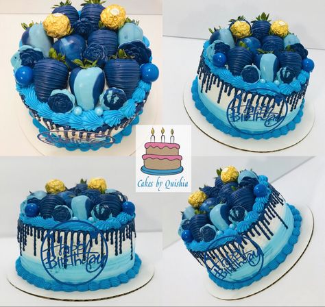 birthday #cake #party #birthdayparty #birthdaycake #shadesofblue #blue #dippedstrawberries #strawberries #ferrerorocher Shades Of Blue Birthday Cake, Blue Strawberries, Blue Birthday Cake, Blue Decorations, Blue Birthday Cakes, Blue Strawberry, Cake Party, Blue Cakes, Strawberry Dip