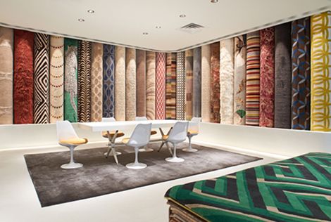 Rug Shop, Rug Showroom Display, Carpet Display, Carpet Shop Design, Carpet Store, Fabric Shop Interior, Textile Shop Interior Design, Fabric Showroom Design, Carpet Showroom Design