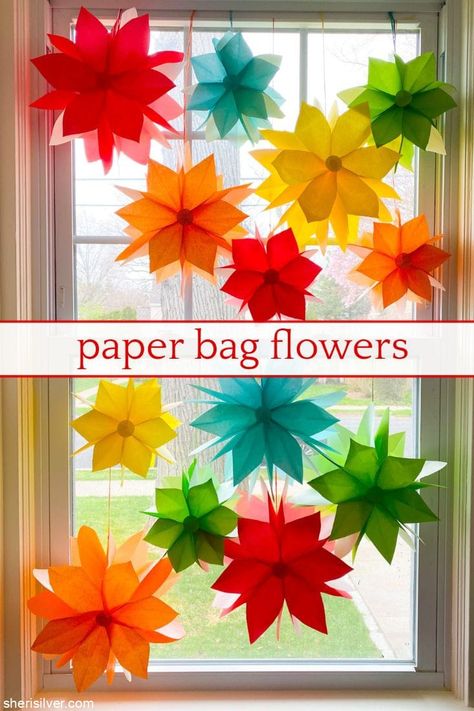 Paper Bag Decoration, Tissue Paper Roses, Paper Bag Flowers, March Crafts, Paper Bag Crafts, Easy Paper Flowers, Paper Flower Decor, Tissue Paper Flowers, Giant Paper Flowers