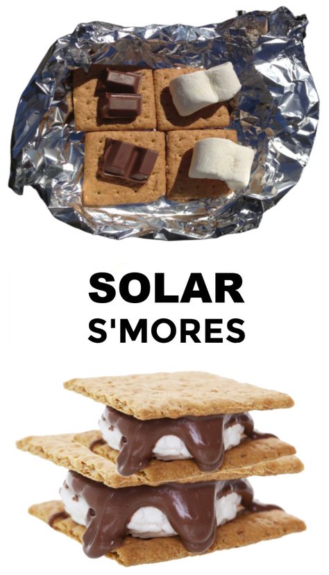 Solar Smores For Kids, Food Activities For Middle Schoolers, Summer Camp Activities For Middle Schoolers, Smores Science Experiment, Stem Themed Snacks, S’mores Activity, S’mores Games, Solar Smores Oven Kid Science, Camping Stem Activities For Kids