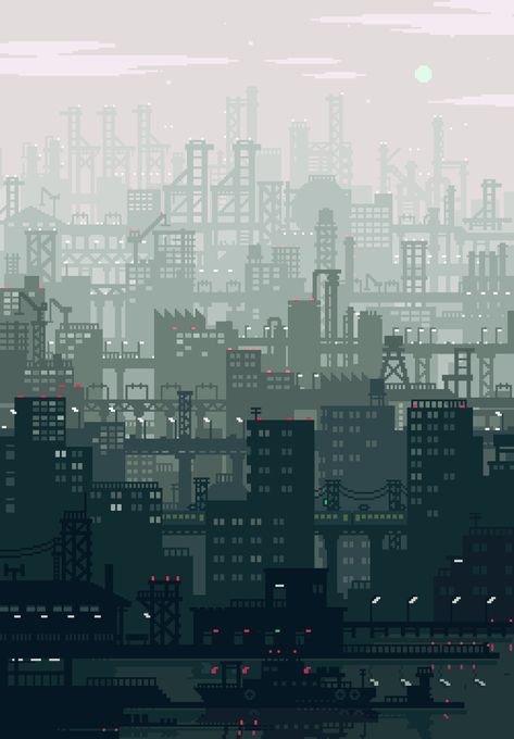 Pixel City, Pixel Art Landscape, Modele Pixel Art, Arte Gif, Piskel Art, 8 Bit Art, Pixel Art Background, Pixel Animation, Arte 8 Bits