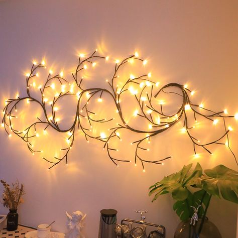 96LED Tree Branch Lamp Bedroom Wall Decor Willow Vine Tree Light Strip 8 Lighting Modes DIY Tree Branch Lamp, Vine Tree, Branch Lamp, Tree Light, Lamp Bedroom, Bedroom Wall Decor, Decorating With Christmas Lights, Light Strip, Bedroom Lamps