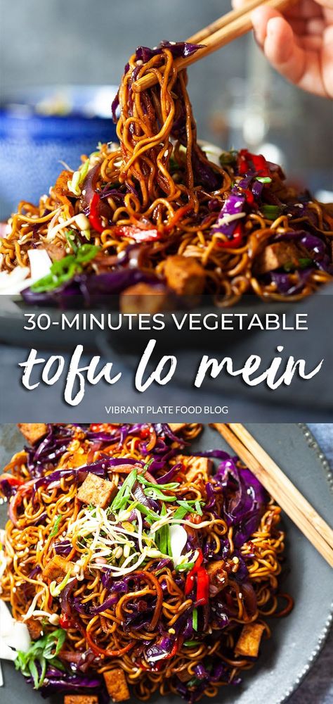 Tofu Spaghetti Recipes, Wfpb Asian Recipes, Easy Healthy Meals Asian, Vegan Lazy Recipes, Vegan Purple Cabbage Recipes, September Vegetables In Season, Vegan Tofu Meals, Vegetarian Recipe Ideas, Tofu Meal Prep Lunches