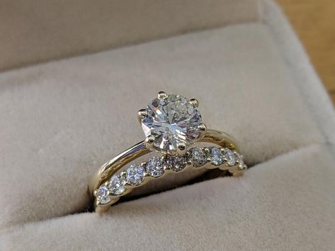 Metal : 925 SIL, Gold PL, 10K, 14K Stone : Simulated Diamond Origin : Lab Created Shape : Round Cut Cut : Excellent Color : D-White Clarity : VVS1 AAA Stone Size : 8.00 MM Weight (TCW) : 2.68 Ctw Setting : 6 Prong Set Simulated Diamonds Are Also Known… Yellow Gold Diamond Ring, Engagement Wedding Ring Sets, Diamond Engagement Ring Set, Diamond Ring Settings, Deco Engagement Ring, Band Engagement Ring, Art Deco Engagement Ring, Engagement Ring Set, Bridal Ring Set