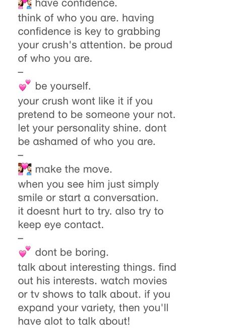 How to talk to your crush part 1 Small Talk With Your Crush, Things To Talk With Your Crush, Talking To Your Crush Tips, How Talk To Your Crush, Talk To Crush Tips, How To Talk To Him Crush, How To Speak To Your Crush, How To Admit To Your Crush You Like Them, How To Talk To Him In Person