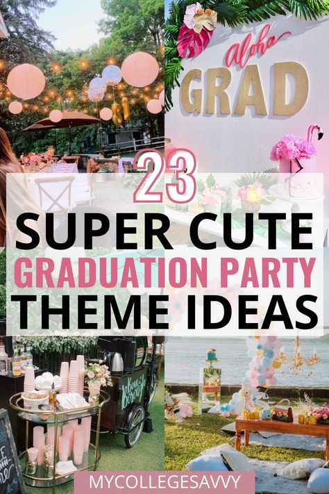 23 super cute graduation party theme ideas Senior Graduation Party Themes, Graduation Party Ideas College Outdoor, Graduation Themes Ideas, Graduation Country Theme Party, Senior Party Themes High Schools, Graduation Party At Home Ideas, Cute Graduation Party Themes, Graduation Party Color Ideas, Graduation Party Floral Theme