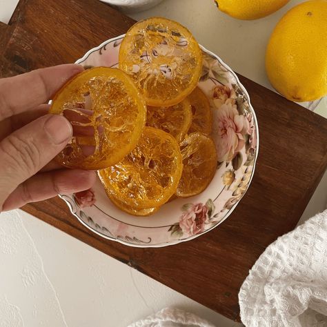 Air Fryer Candied Lemon -- Get ready to embark on a culinary journey combining fresh lemons' vibrant flavor with a sweet and crunchy twist. Dehydrated Fruits, Candied Lemon Slices, Lemon Syrup, Candied Lemons, Dried Lemon, Dehydrated Fruit, Lemon Slices, Weekly Menu, Lemon Recipes