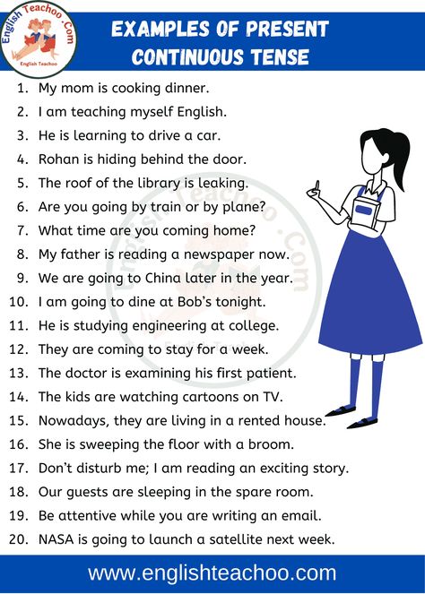 Present Continuous Tense Sentences, Present Continuous Sentences, Cartoons On Tv, Writing An Email, English Questions, Tense Worksheet, Sweeping The Floor, English Conversation For Kids, Tenses Exercises