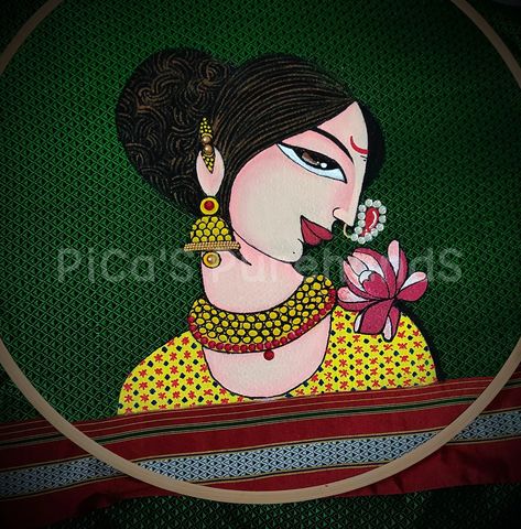 Navratri Fabric Painting, Blouse Fabric Painting, Kulo Designs, Cloth Painting Fabrics, Fabric Painting Ideas Creative, Painting Blouses, Fabric Painting Ideas, Blouse Painting, Cloth Painting