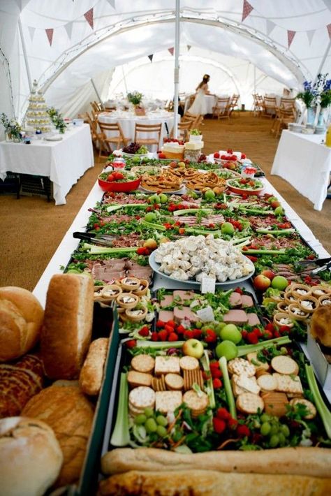 If your reception is around lunchtime, set up a sandwich buffet. Food Ideas On A Budget, Sandwich Buffet, Wedding Food Bars, Reception Buffet, Wedding Food Ideas, Buffet Wedding Reception, Wedding Buffet Food, Food Budget, Sandwich Bar