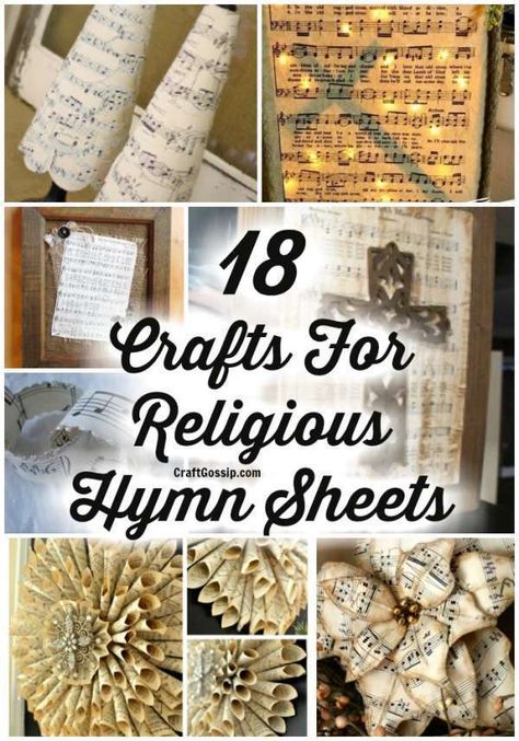 18 Christmas Crafts To Make With Hymn Music Sheet – Home and Garden Hymnal Page Wreaths, Crafts With Sheet Music Book Pages, Craft With Sheet Music, Crafts Made From Old Hymnals, Decorating With Music Sheets, Music Sheet Ornaments, Music Sheet Crafts Diy, Music Sheet Christmas Ornaments, Crafts Using Sheet Music