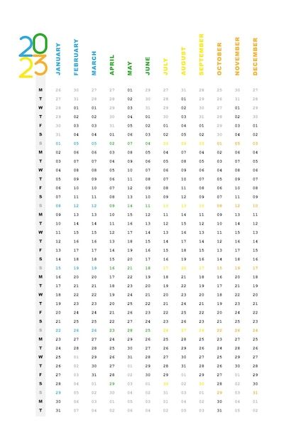 Vertical Calendar Design, Calendar Creative, Vertical Calendar, Creative Calendar, Calendar 2023, 2023 Calendar, Todo List, Calendar Design, Journal Ideas