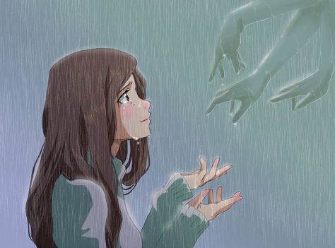 I don't cry 'cause the sky cries for me with all the people who died Hug Crying Reference, Girl Reaching Out Drawing, Human Drawings, Girl Draw, Realistic Drawing, Human Drawing, Angler Fish, Pin I, Sky Art