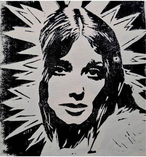 Portrait Lino Print Ideas For Your Sketchbook, Sketchbook Aesthetic, Colour Aesthetic, Aesthetic Spotify, Stippling Art, Arte Grunge, Lino Art, Linocut Art, 60s Style