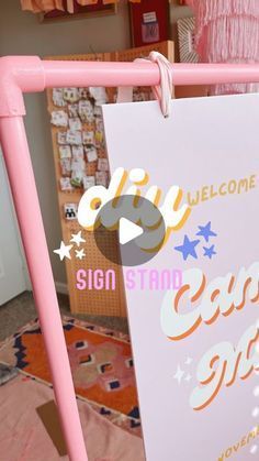 Party Signage Ideas, Diy Poster Stand Display, Diy Pvc Sign Stand, A Frame Sign Diy, Diy Signage Ideas, Diy A Frame Sign, A Frame Signs, Pvc Pipes, Sign Stand