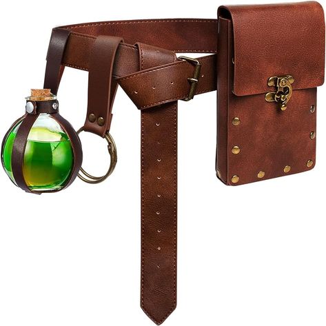 Amazon.com | Belt Pouch Waist Bag Fanny Pack Steampunk Phone Holder Medieval Bag Leather Belt Renaissance Cosplay Costume Accessories (3Bottle-Brown) | Waist Packs Steampunk Phone, Medieval Bag, Steampunk Bag, Diy Cosplay, Leather Belt Pouch, Medieval Belt, Grad Cap Designs, Vintage Leather Belts, Steampunk Design