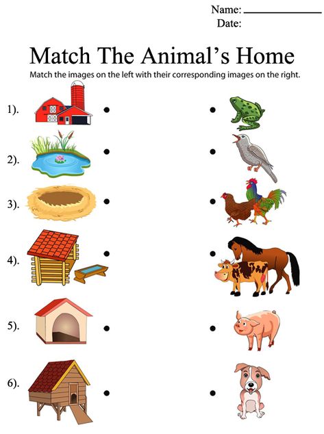 Help Animals Find Their Homes Worksheet Animal Habitats Preschool, Animals And Their Homes, Animal Homes, Animal Activities For Kids, Animal Lessons, Maluchy Montessori, Community Helpers Preschool, Animal Worksheets, Kids Worksheets Preschool