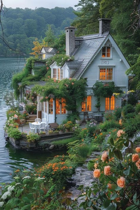 Home In Nature Houses, Character Flower House Vibe, Cottage Aesthetic House, Summer House Aesthetic, Cottage House Aesthetic, Mystical House, Cozy Cottage House, Cottagecore Houses, Cottagecore Homes